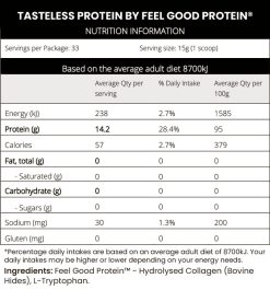 Tasteless Protein by Feel Good Protein Nutrition Information