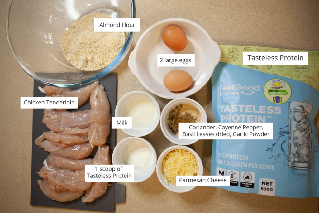 Ingredients for Parmesan Chicken with Tasteless Protein