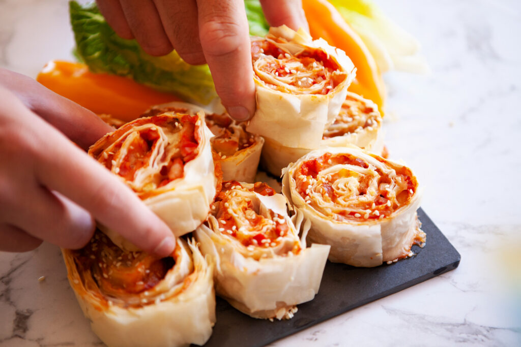 Cheese and bacon pinwheels