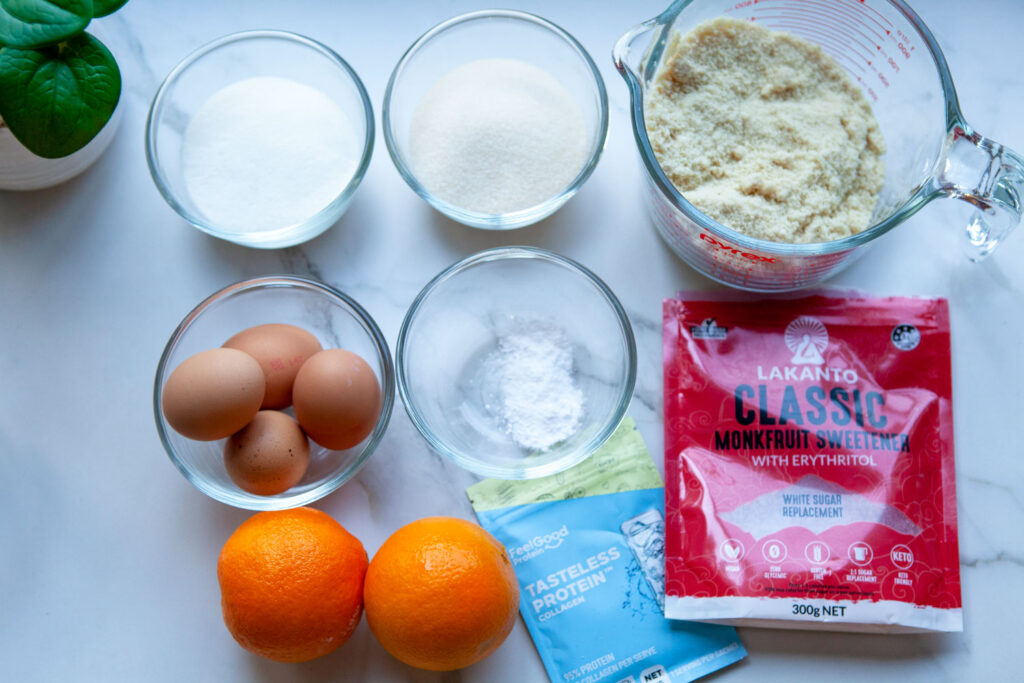 Orange and almond cake ingredients