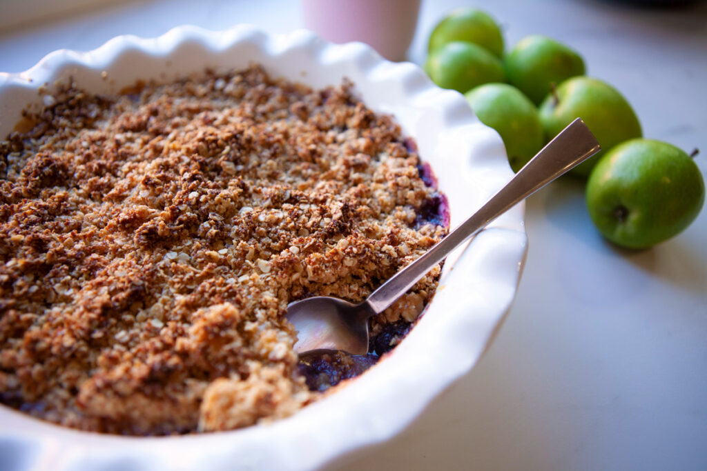 Apple Blueberry Protein Crumble