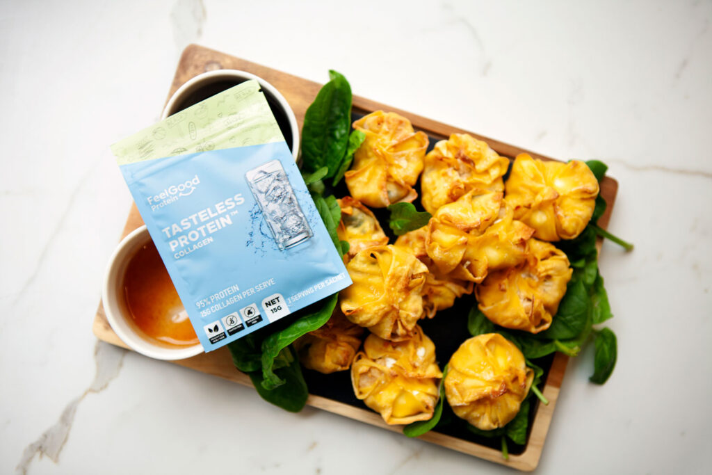 Chicken and Feta wonton bites with Tasteless Protein