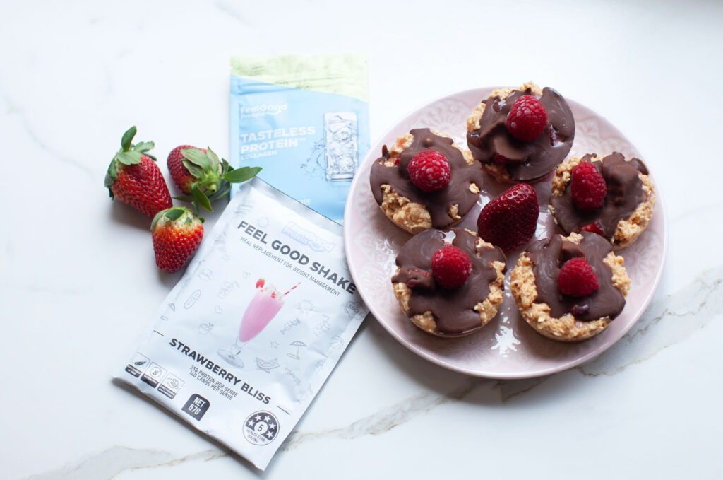 No Bake oat berry breakfast bites with Tasteless Protein and Feel Good Shake