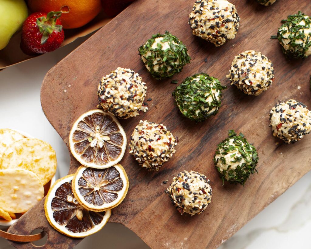 Savoury Cheese Balls on a Spread