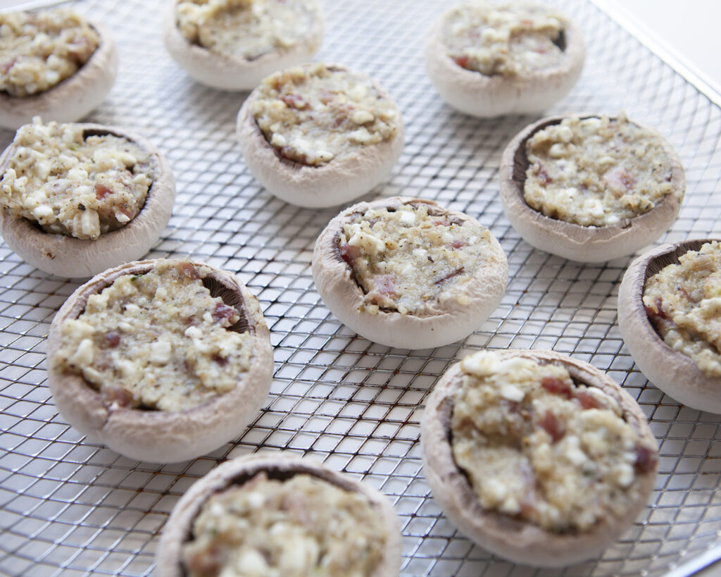 Mushroom Cups with the Protein mixture on top