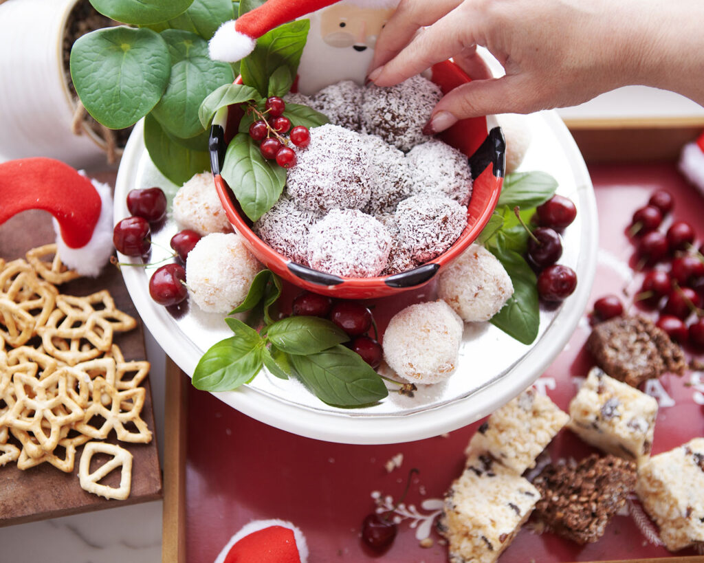 Protein Rum Balls on a Spread