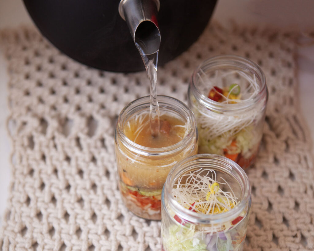 Water Going in a Noodle Jar