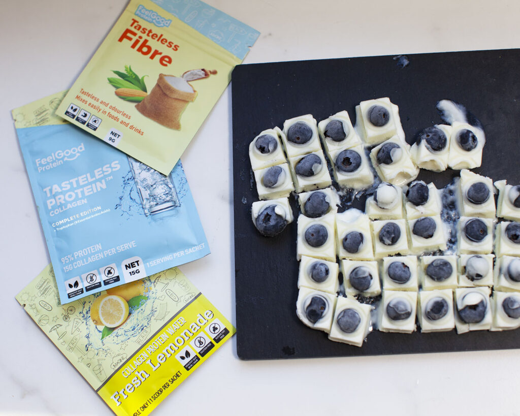 Lemon Blueberry Frozen Yoghurt Bites and Feel Good Protein