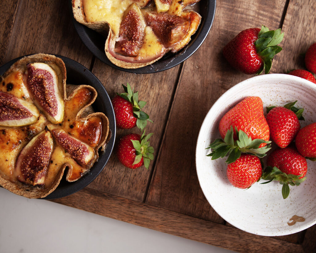 Feta and Fig Flan with Strawberries