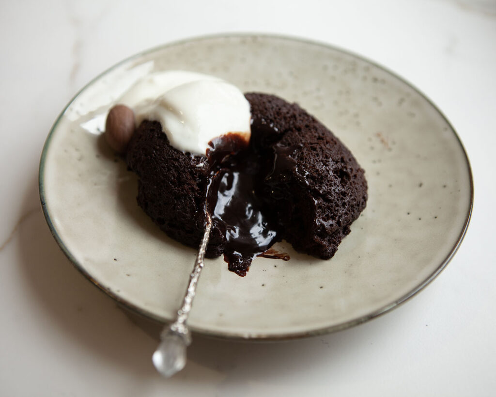 Double Chocolate Lava Cake Oozing Out