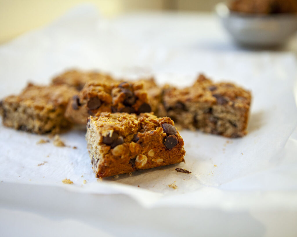 Protein Oat Bar Tray Bake from Side