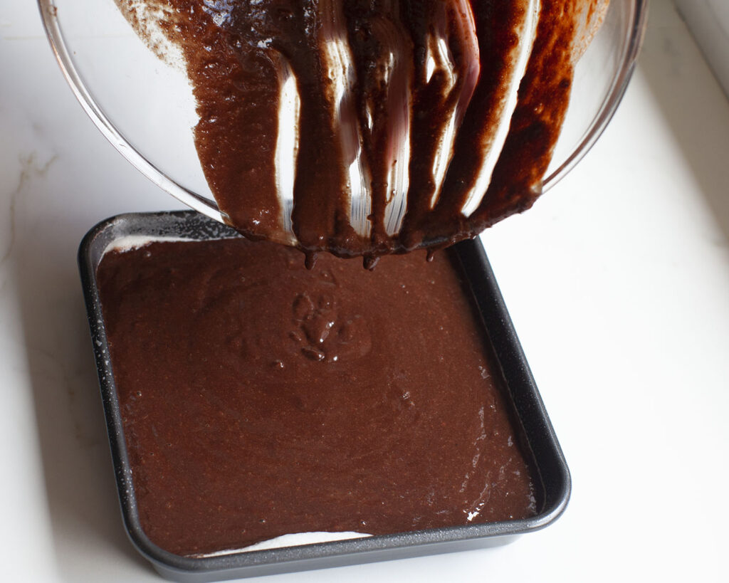 Pouring the Mixture to the Tray