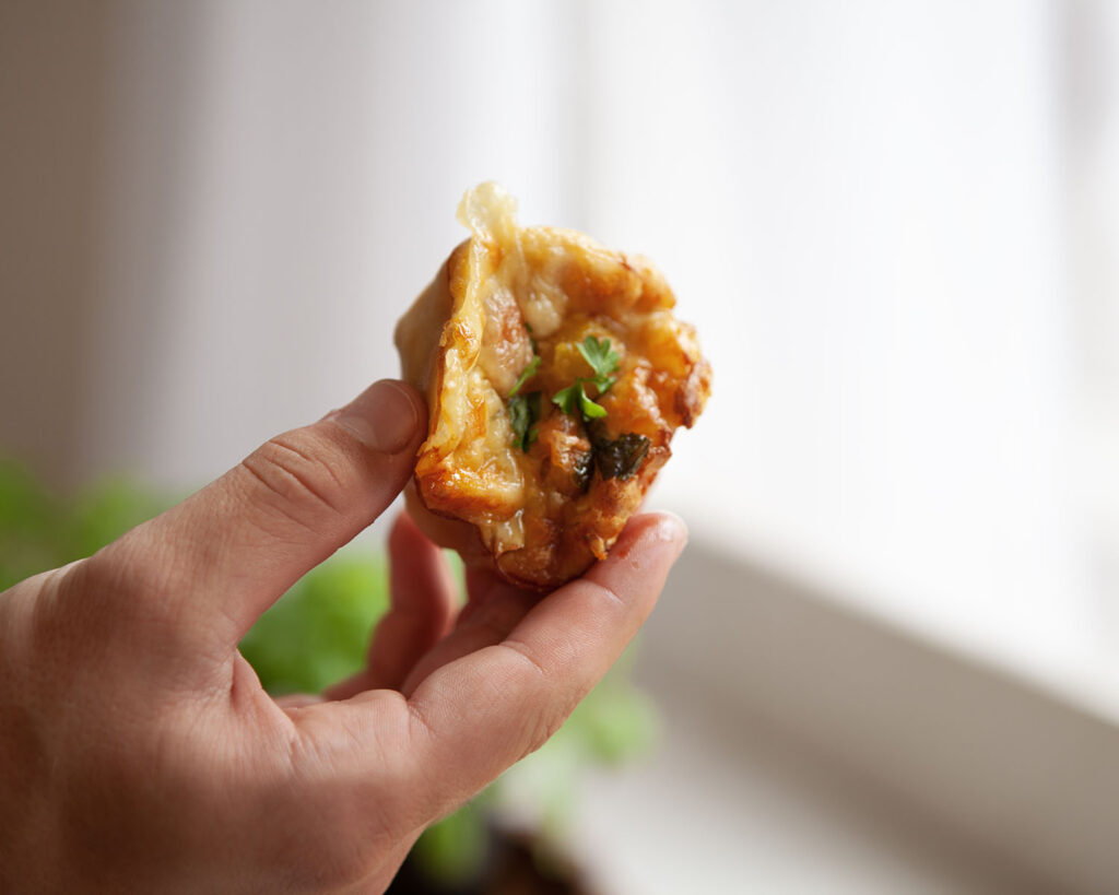 Hand Squeezing Chicken Protein Cup Bites