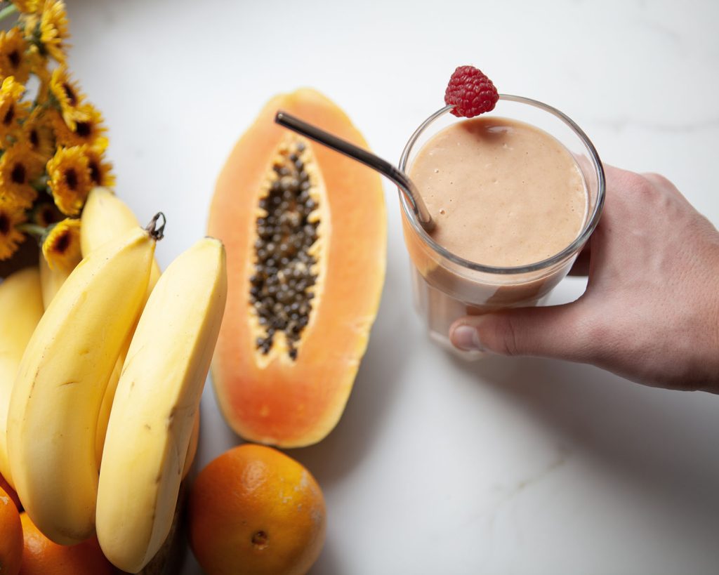 Fruits and Sunrise Smoothie