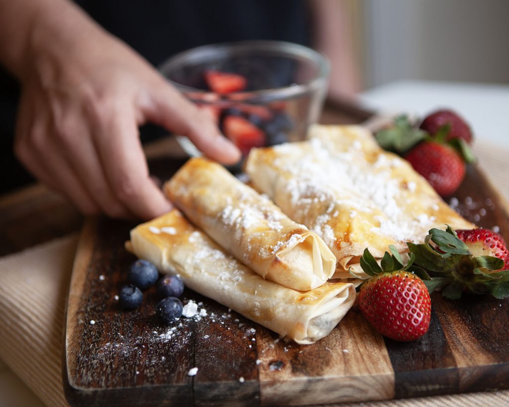 Grabbing The Berry Cheesecake Spring Rolls