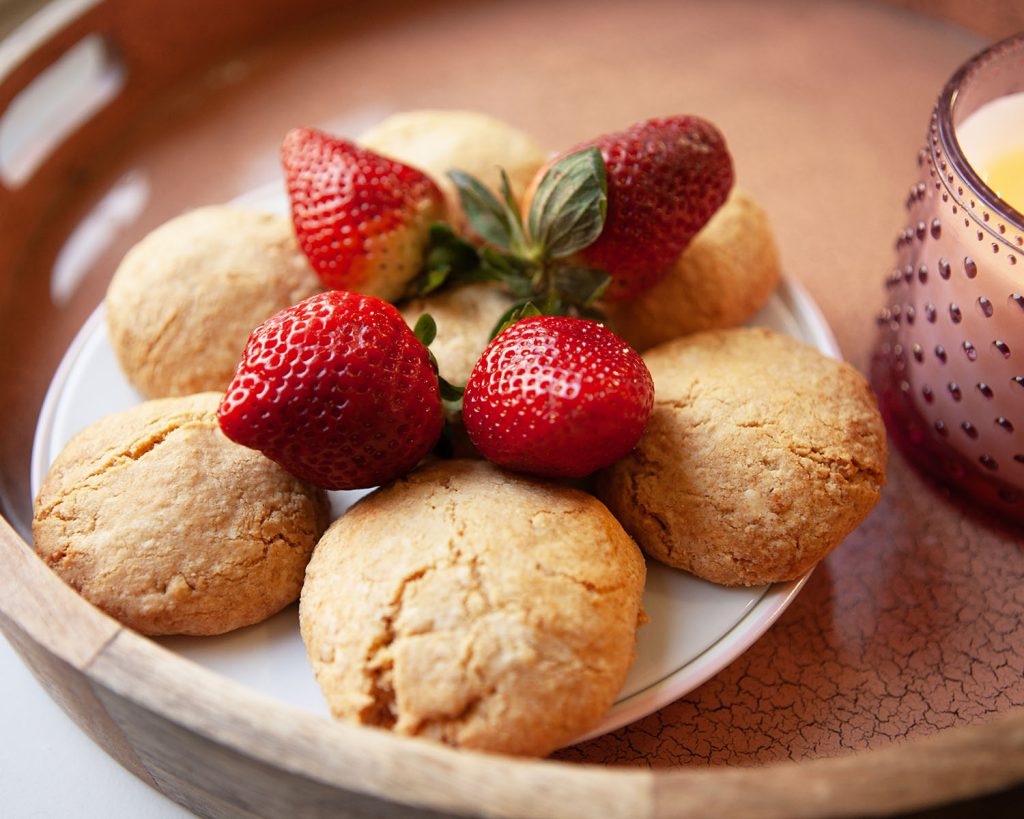 Served Cookies with Strawberries