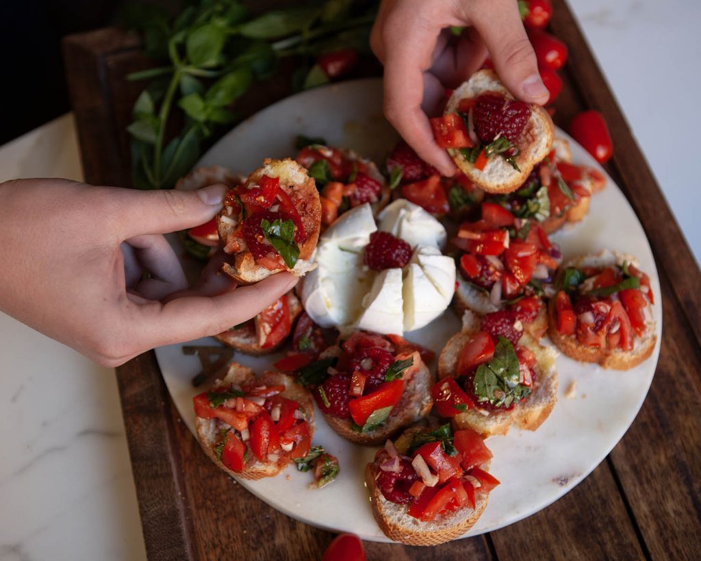 Dig In Tomato Raspberry Bruschetta