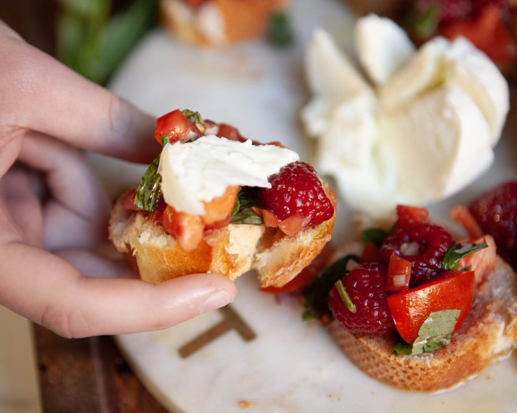 Cream On Tomato Raspberry Bruschetta