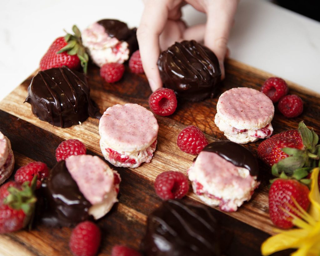 Dig In our Raspberry Cheesecake Rice Bites