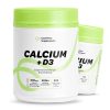 White plastic bottle of Cost Price Supplements Calcium + D3 with a bright green lid, labelled “Calcium + D3,” 600mg calcium, 500 IU vitamin D3, 300 and 130 film-coated tablets, supports bone strength and density.