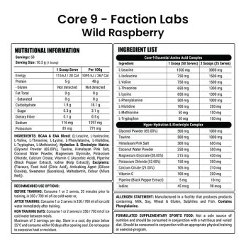 Core 9 by Faction Labs - 50 Serves Wild Raspberry NIP