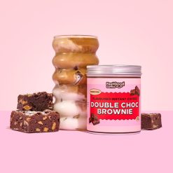 Flavoured Instant Coffee by Feel Good Coffee 100g Double Choc Brownie with iced coffee latte