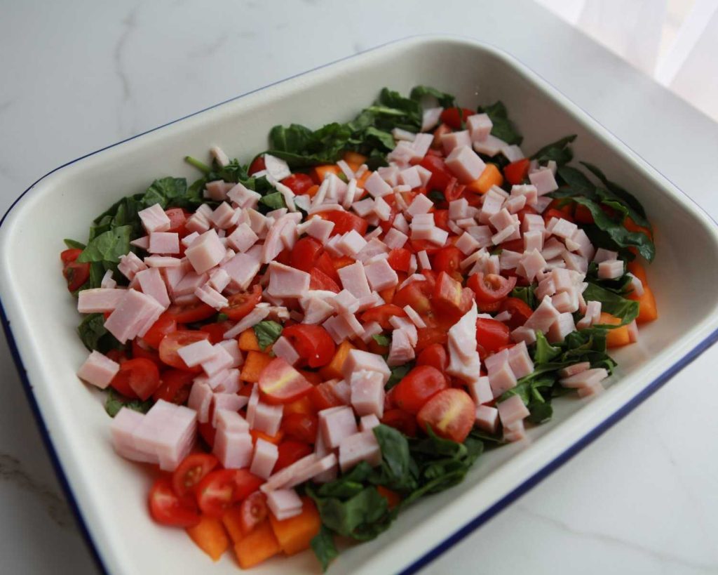 Chopped ingredients in dish