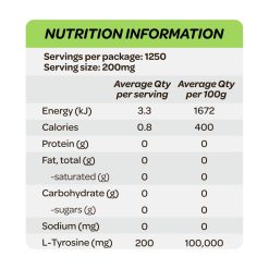 Cost Price Supplements Tryosine Powder 250g Nutrition Information