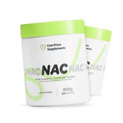 Cost Price Supplements NAC Powder 250g – pure N-Acetyl Cysteine supplement for antioxidant support, immune health, liver function, and everyday wellness