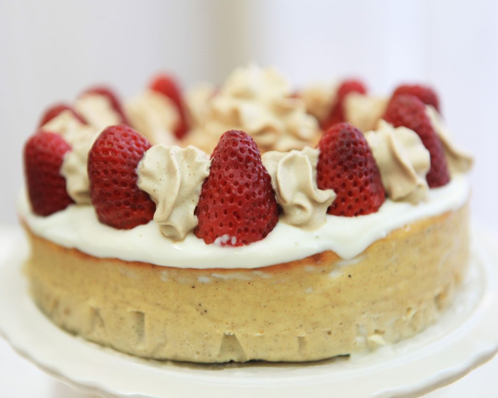 Low Carb Eggnog Cheesecake Recipe with Strawberry Toppings