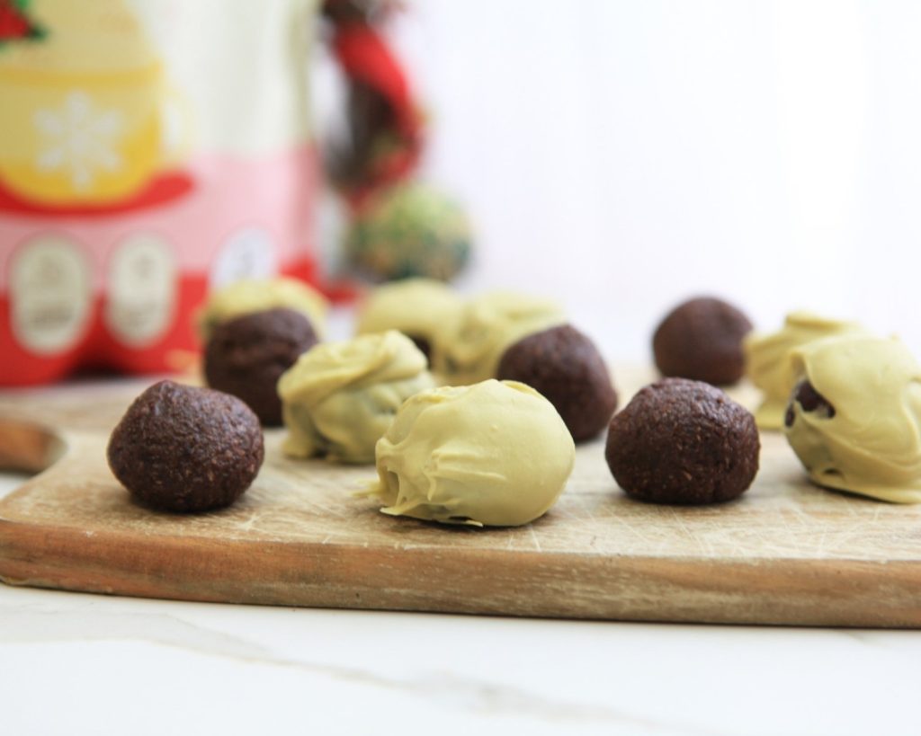 Chocolate Eggnog Protein Balls