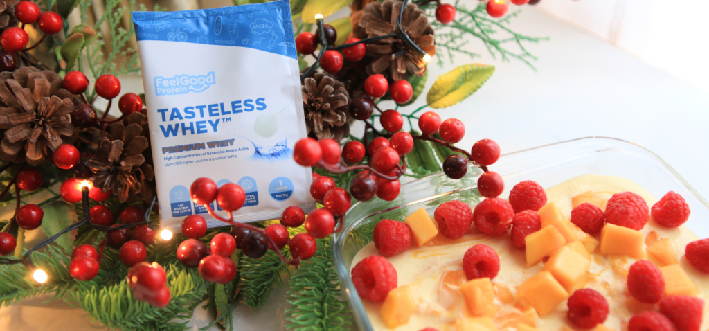 Festive Mango Protein Cheesecake Header