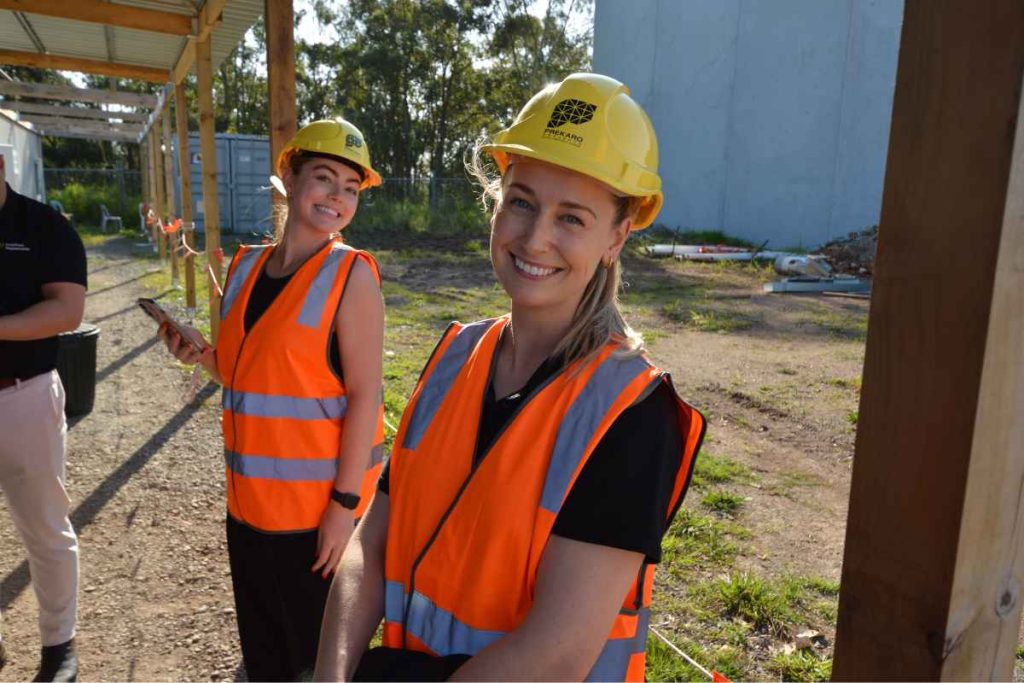 Jordan and Kelsey at the new HQ to see it being built and the progress