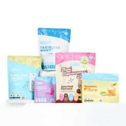 The Feel Good Pack containing Tasteless Protein, Tasteless Whey, Tasteless Probiotics, Meal Replacement Shake and Tasteless Fibre