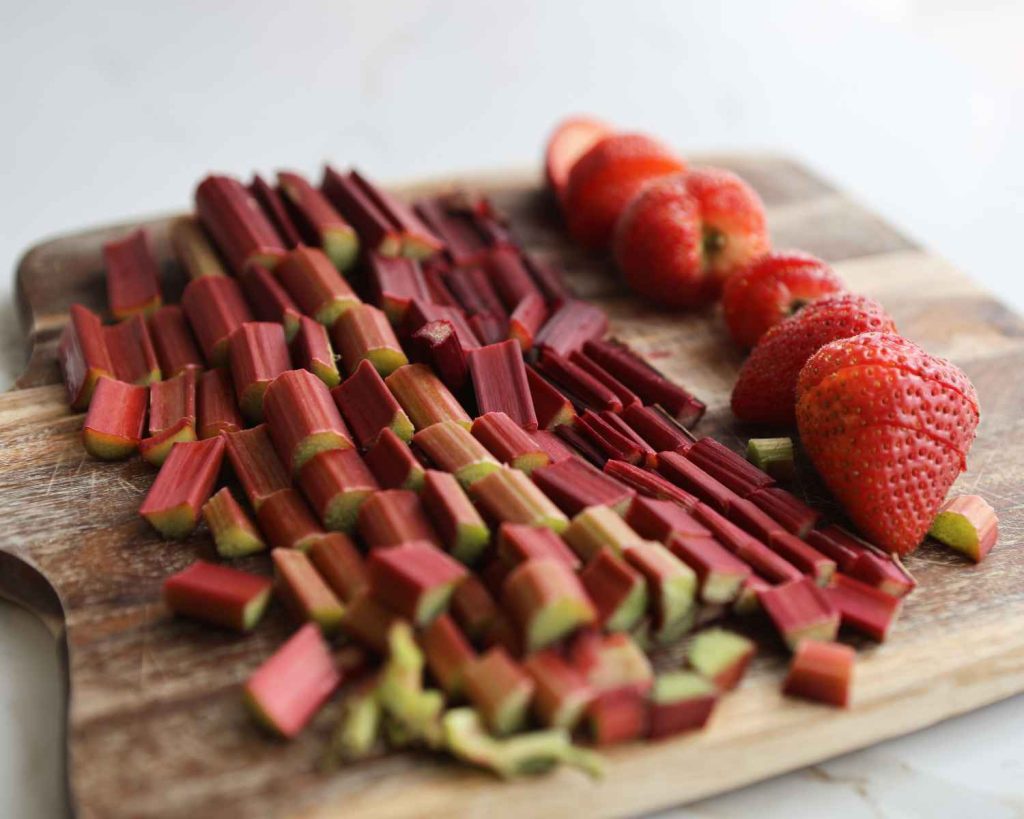 Rhubarb and strawberries chopped 
