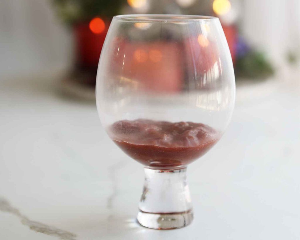 compote at the bottom of the glass