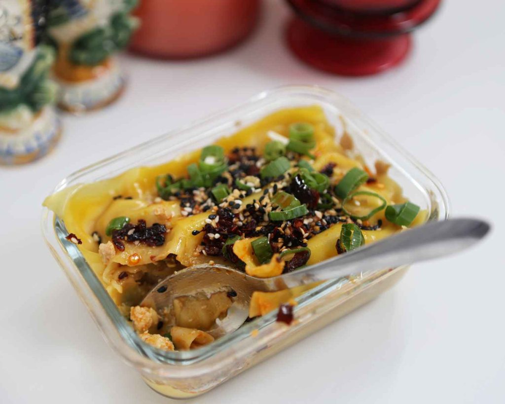 Cooked Viral Dumpling Bake with all the toppings