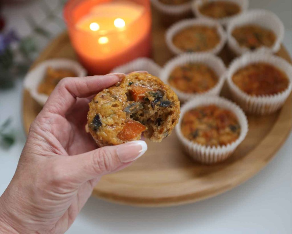 BBQ Chicken & Sweet Potato Muffins cooked and removed from the tin