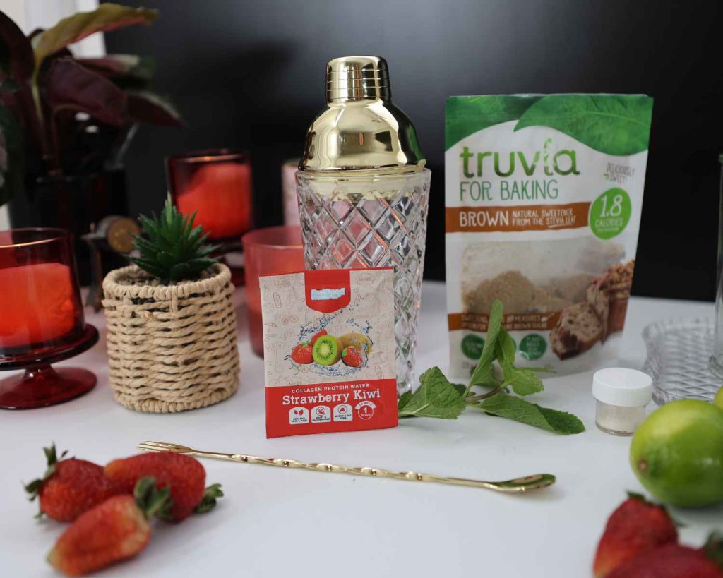 Ingredients for the Strawberry Mojito Protein Mocktail recipe