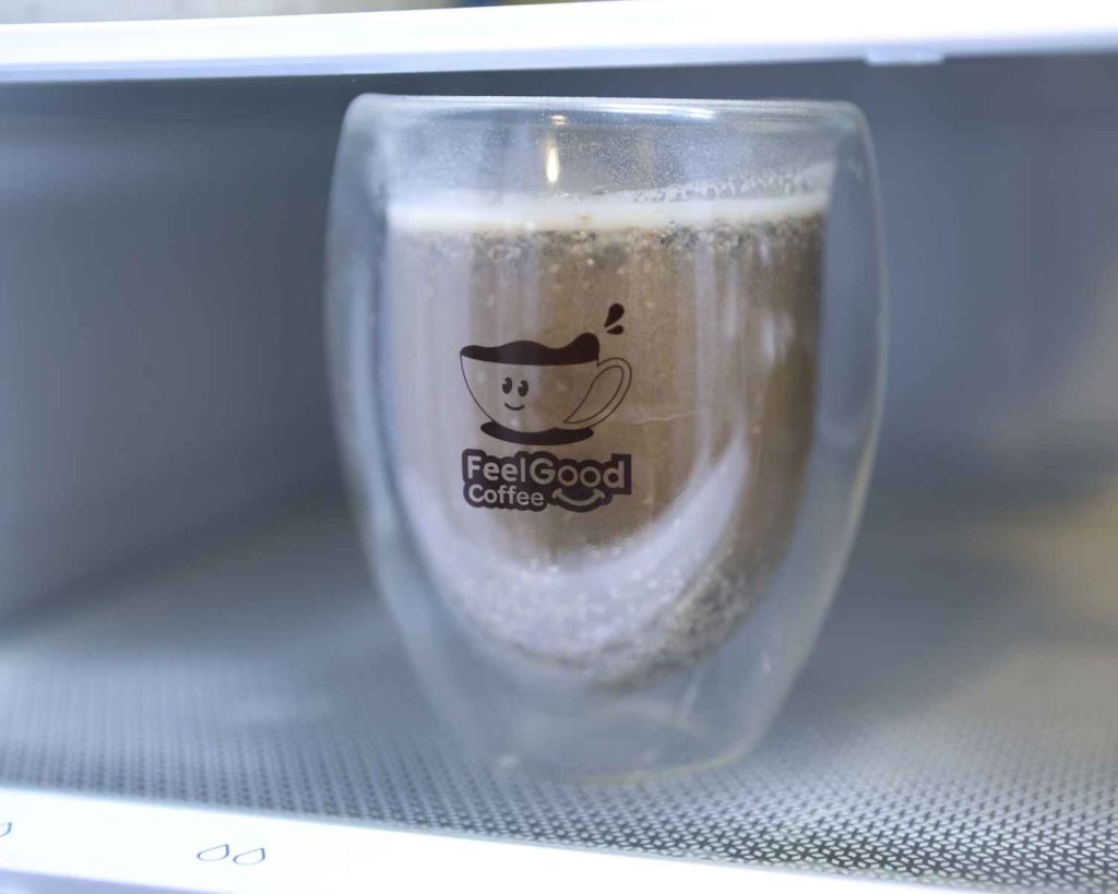 Setting chia seed pudding in the fridge for Peanut Protein Chia Pudding recipe