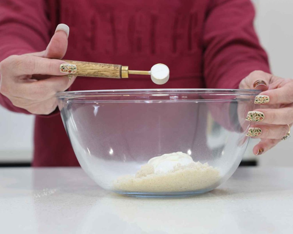Ingredients going into a bowl