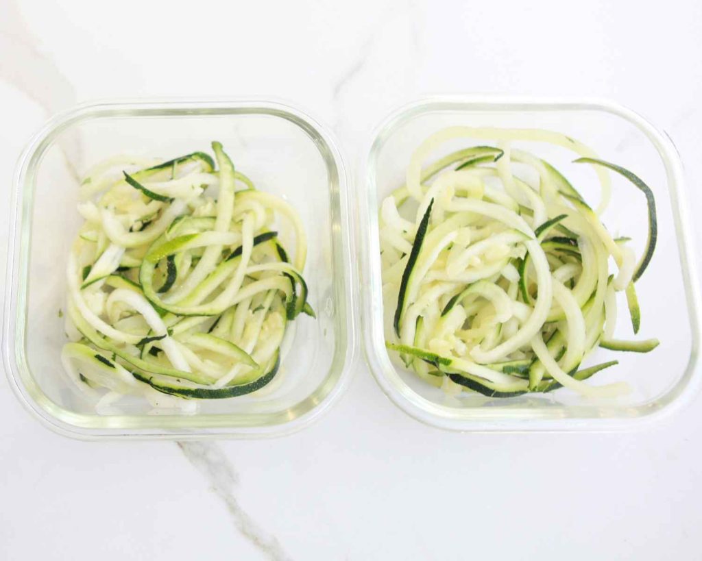 Zucchini noodles in meal prep containers
