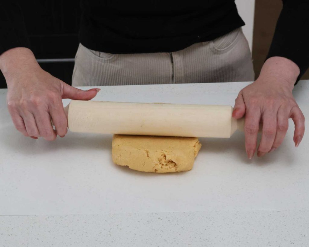 Rolling out the pastry into a long rectangle to cut out the pop tarts 