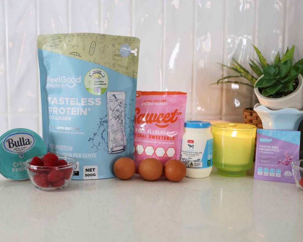 Ingredients for the High-Protein Baked Vanilla Custard recipe