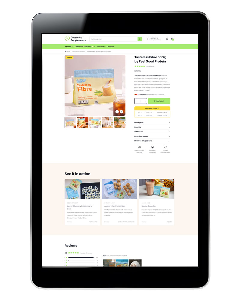 Sneak peak Product page
